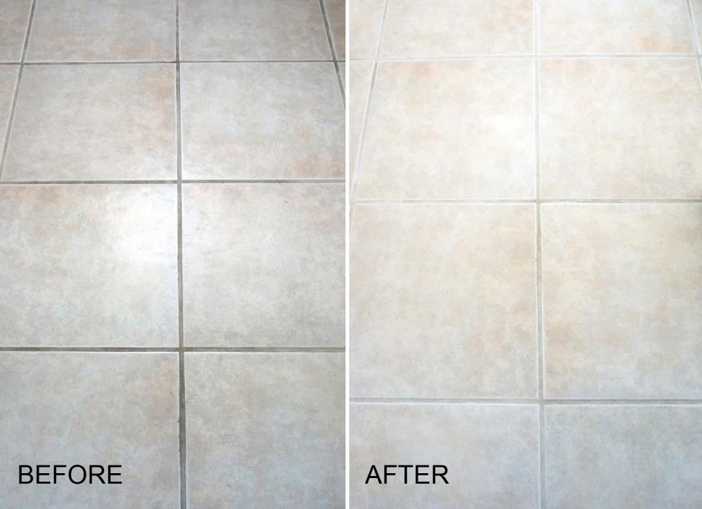 Bathroom grout cleaning before and after