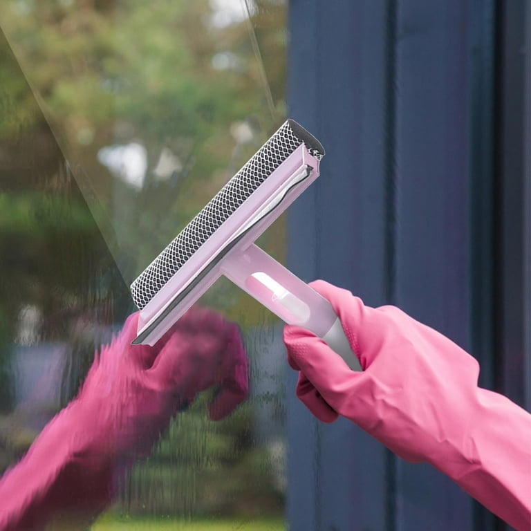 Window cleaning with squeegee